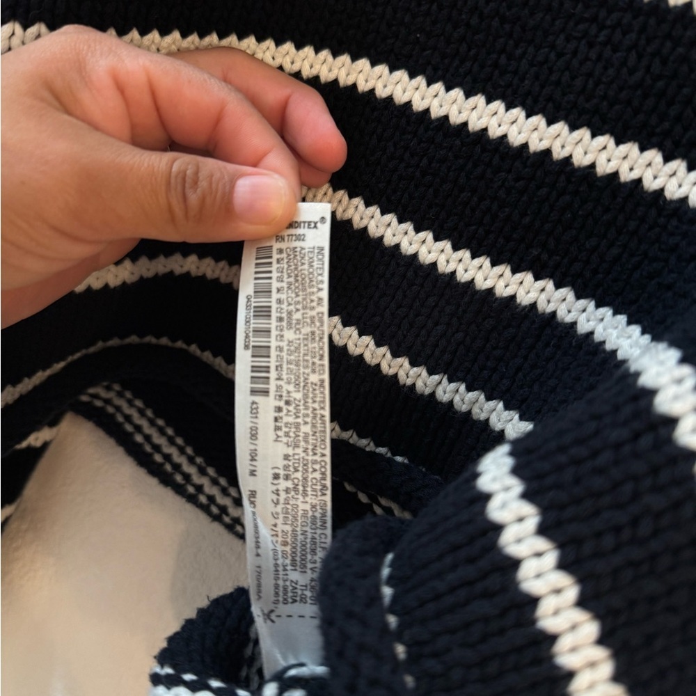 Zara Polo Style Navy and White Sweater Nautical Coastal Grandma Knit Sz M - Picture 7 of 12